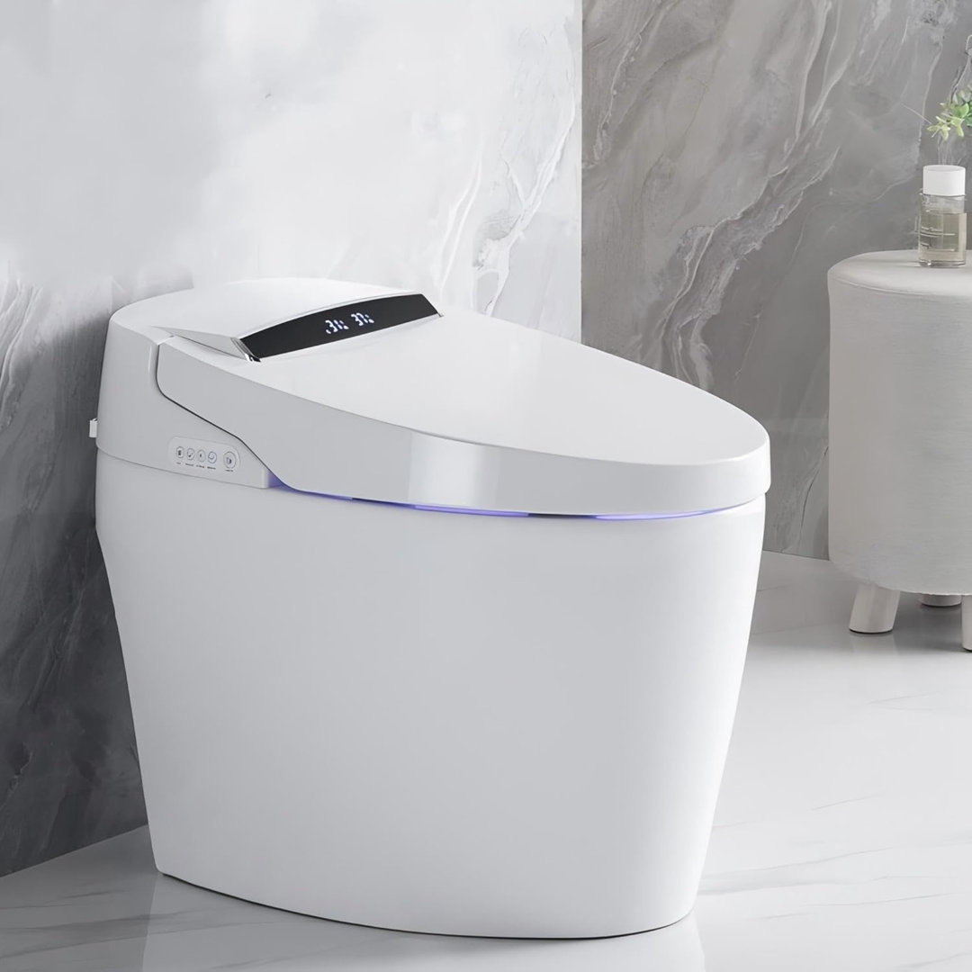 Smart Toilet With Heated Seat And Night Light, Tankless Toilets For Bathroom, Modern One Piece Toilet Standard Comfort Height Toilet With Auto Flush, Auto Open Close Lid/Seat,Slow Close